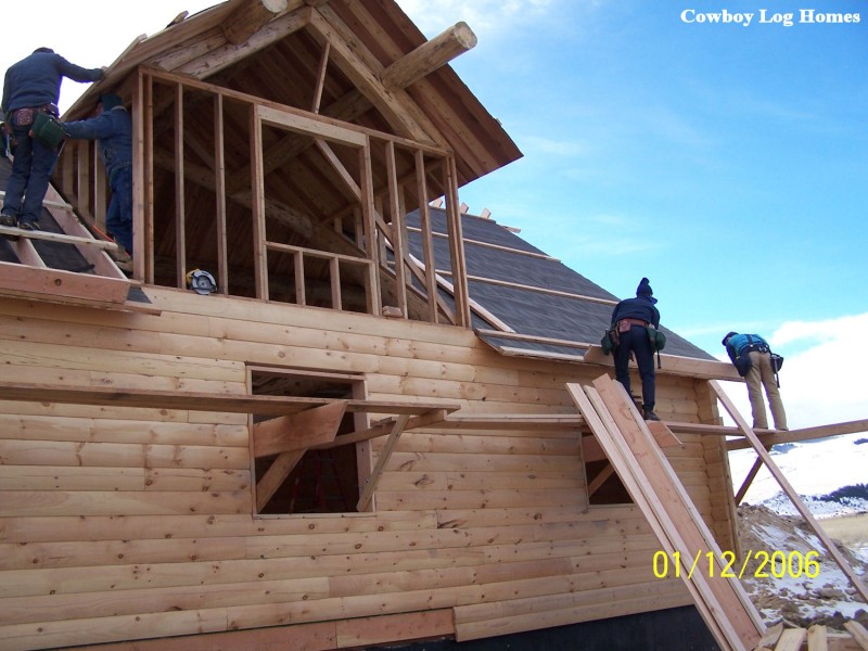 Stacked Log Home Wall Cowboy Log Homes