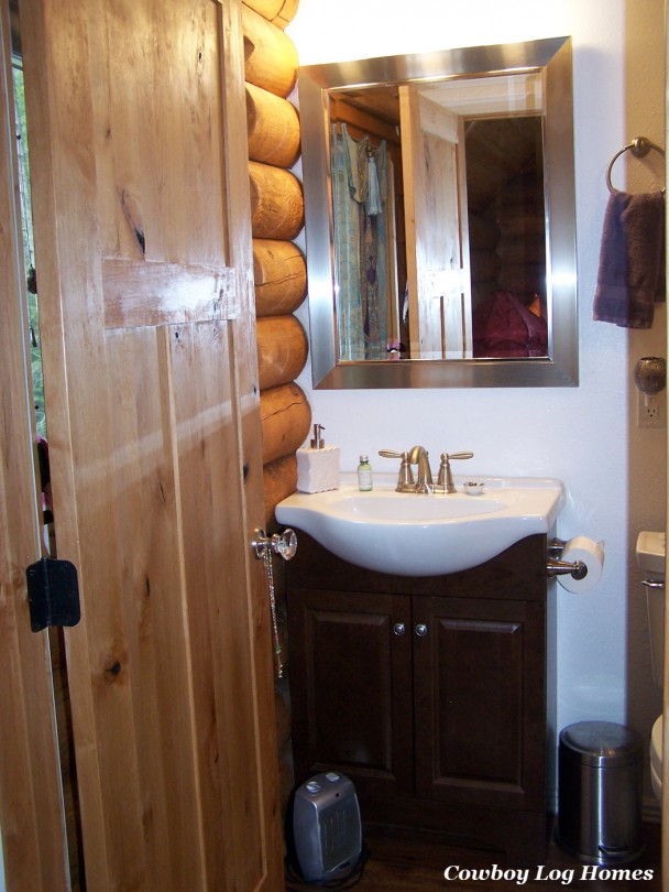 Bathroom in Loft of Log Home
