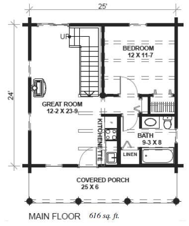 The Queest Plan  61 sq ft weather tight package   Cowboy Log Homes