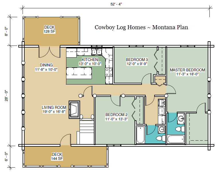 Montana Floor Plan 2,056 Sq. Ft. Cowboy Log Homes