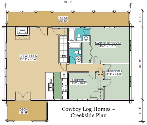 creekside log home floor plan