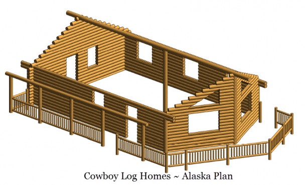 alaska log home plan log shell