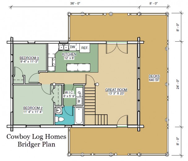 bridger log home first floor plan