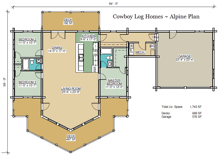 Alpine Plan 1,743 Sq. Ft. Cowboy Log Homes