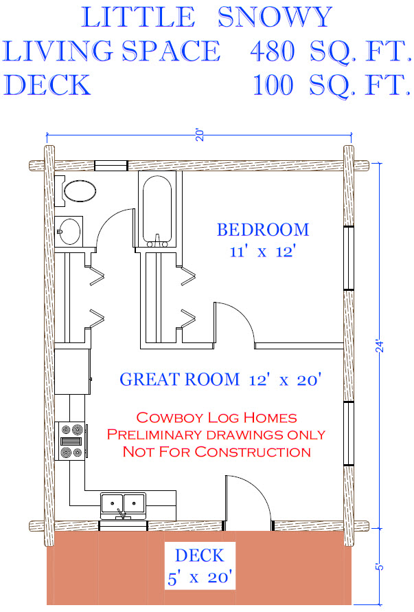 Little Snowy Plan 480 Sq. Ft. Cowboy Log Homes