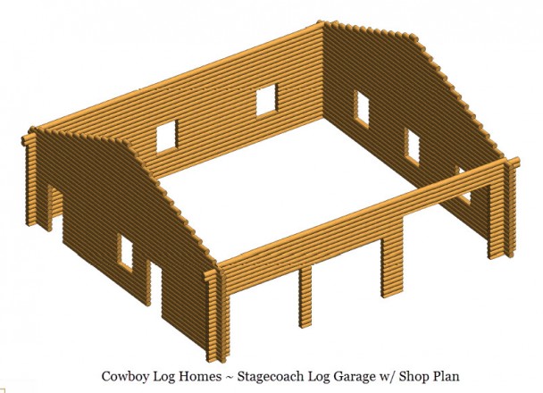stagecoach log garage shell