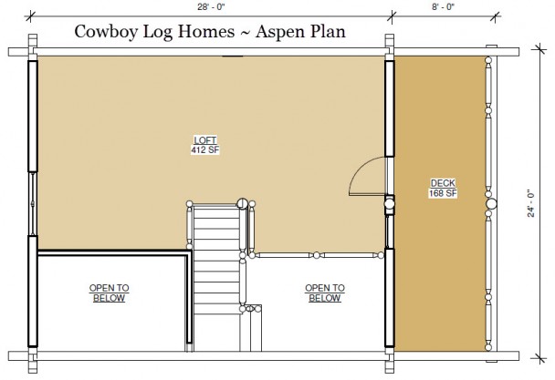 aspen log home plan loft
