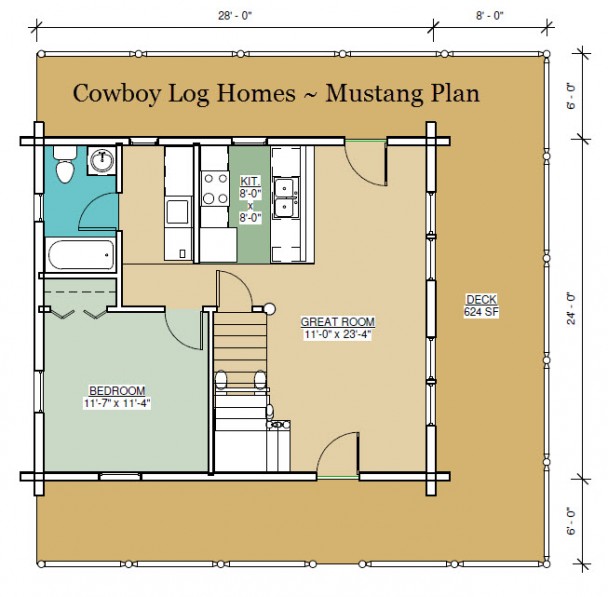 mustang first floor log home plan
