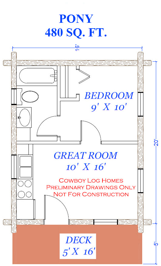 Pony Plan 480 Square Feet Cowboy Log Homes