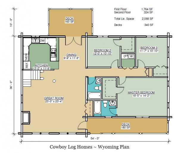 wyoming log home first floor plan