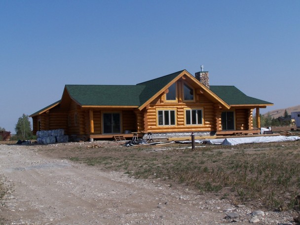 View Side of Douglas Fir Log Home