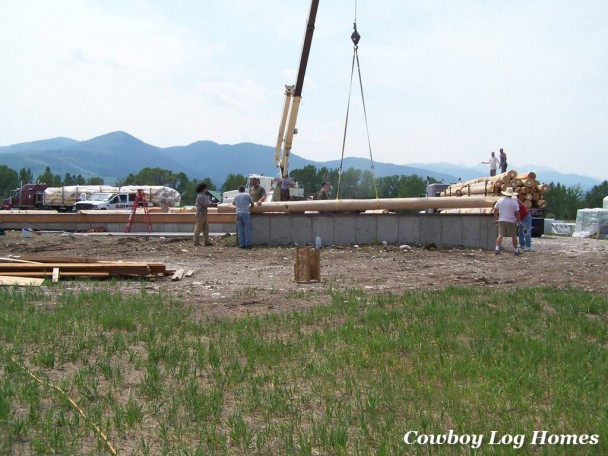 First Row of Handcrafted Logs for Home