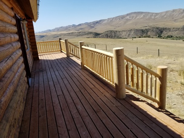 Milled Log Railing with Log Stair Rail