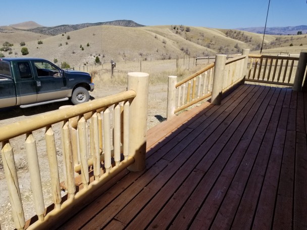 Log Railing with Nine Inch Posts