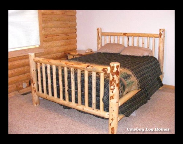 Log Home Master Bedroom Photo