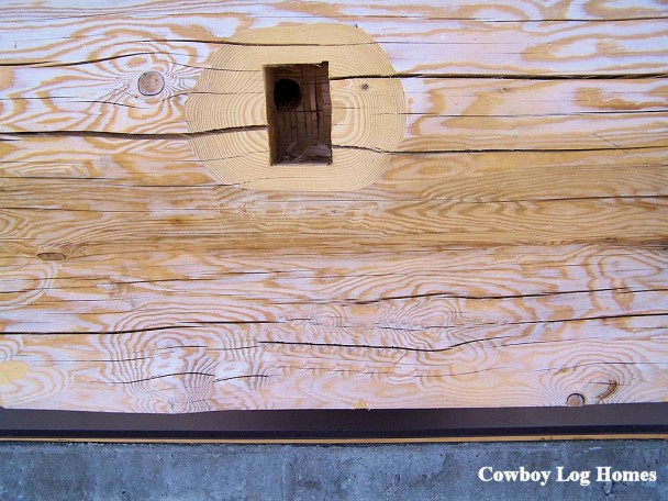Outlet Box Hole Precut on Handcrafted Log Home