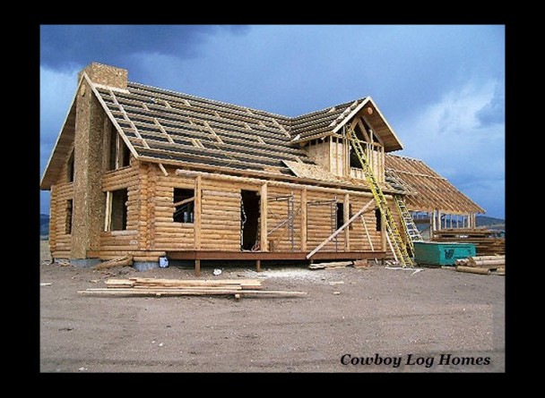 Front of Two Story Log Home