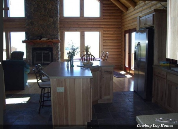 Log Home Dining and Kitchen