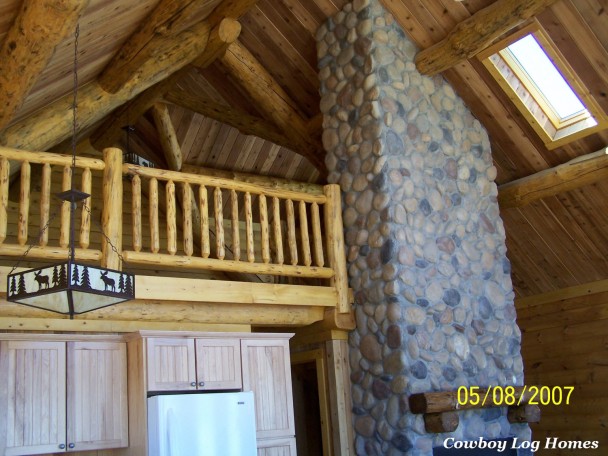 Great Room and Loft of Log Home