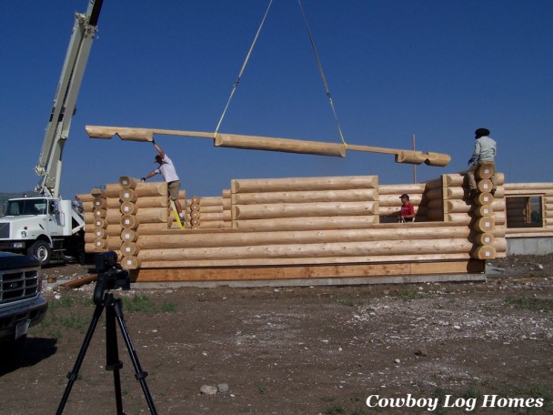 Header Log of Handcrafted Log Home Shell