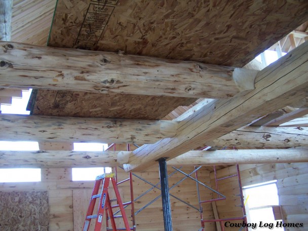 Handcrafted Log Loft Floor Joists for Log Homes