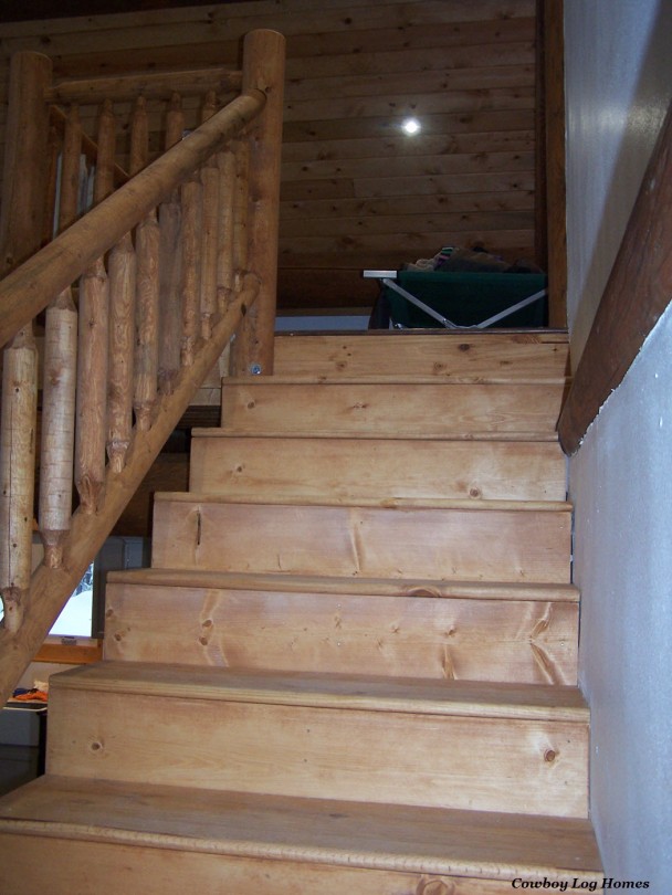 Timber Staircase with Log Railing