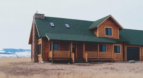 Milled Log Home with Attached Log Garage