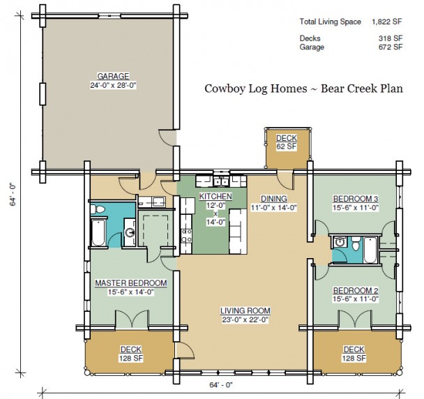 bear creek log home floor plan
