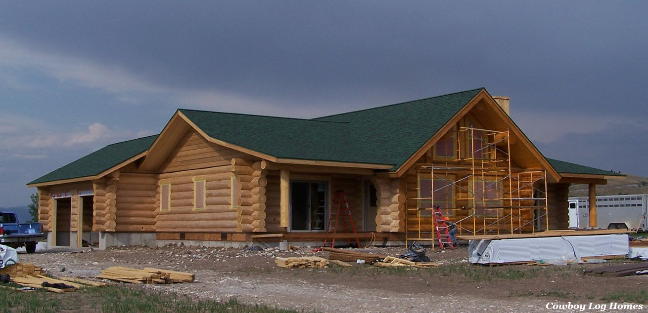 august 6th, log home masked and ready for log home staining