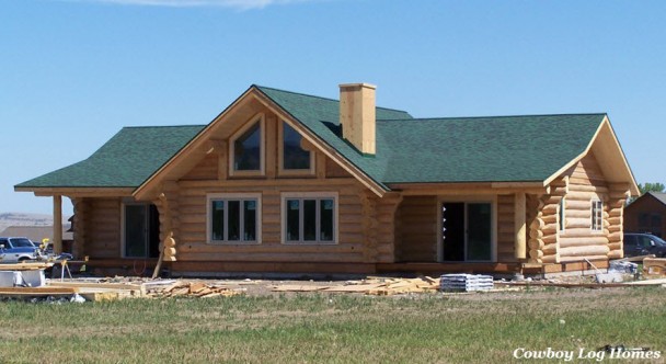 july 26th front of custom log home