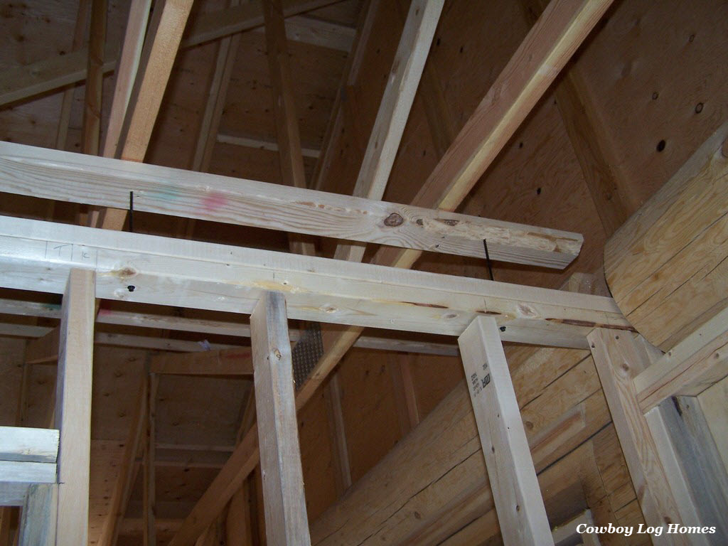 july 27th interior log home framing shrinkage channel