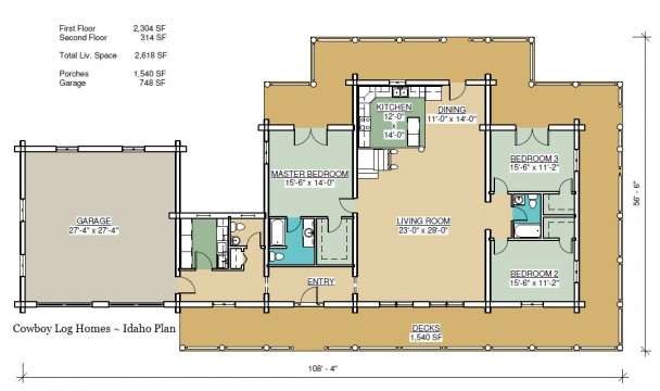 idaho log home first floor plan