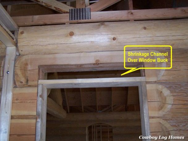 shrinkage channel over window in log home