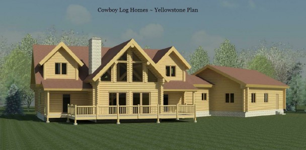 yellowstone log home rear elevation