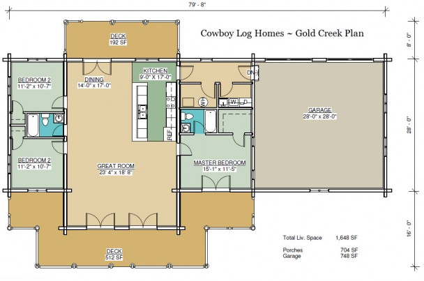 gold creek log home first floor plan