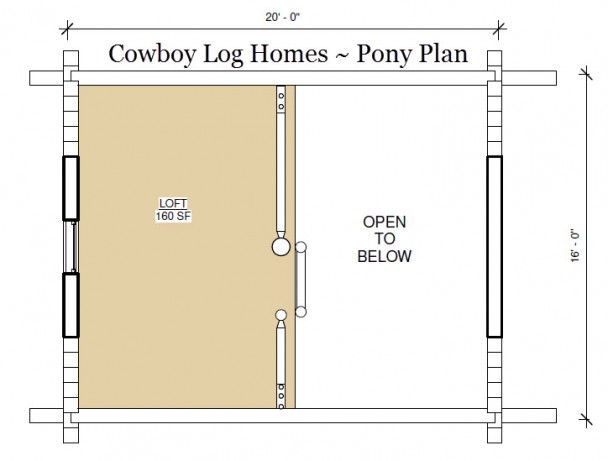 pony log home plan loft